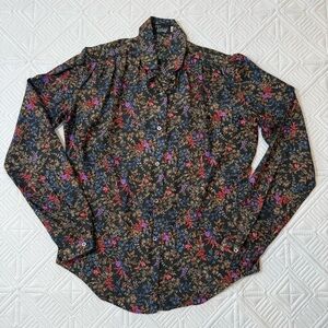 Tucci Vintage Black Floral Buttondown Shirt Size 7/8